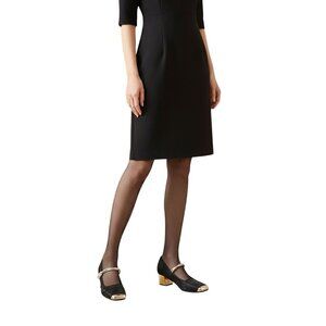 Jaquard Satin Gold Block Heel Cap Toe Pearl Detail Maryjane Shoes Size 40/9.5